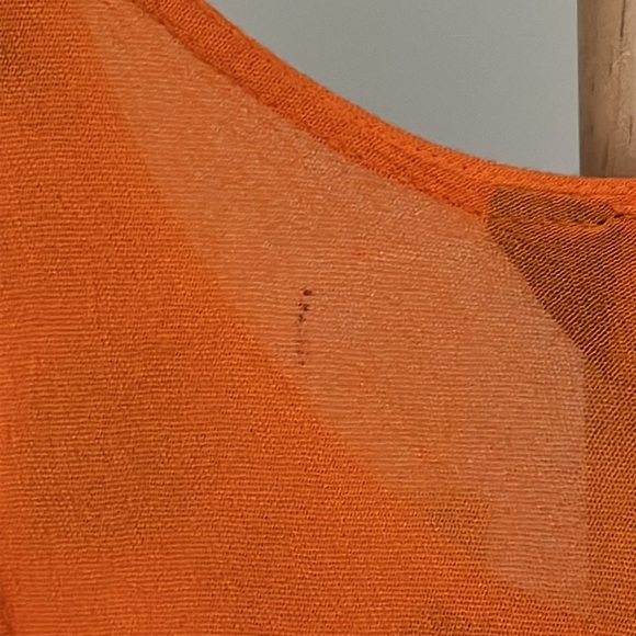 Riviera Sun L  bright orange/red/brown w/embroidery and sequins coverup. Hi/lo - Picture 7 of 7